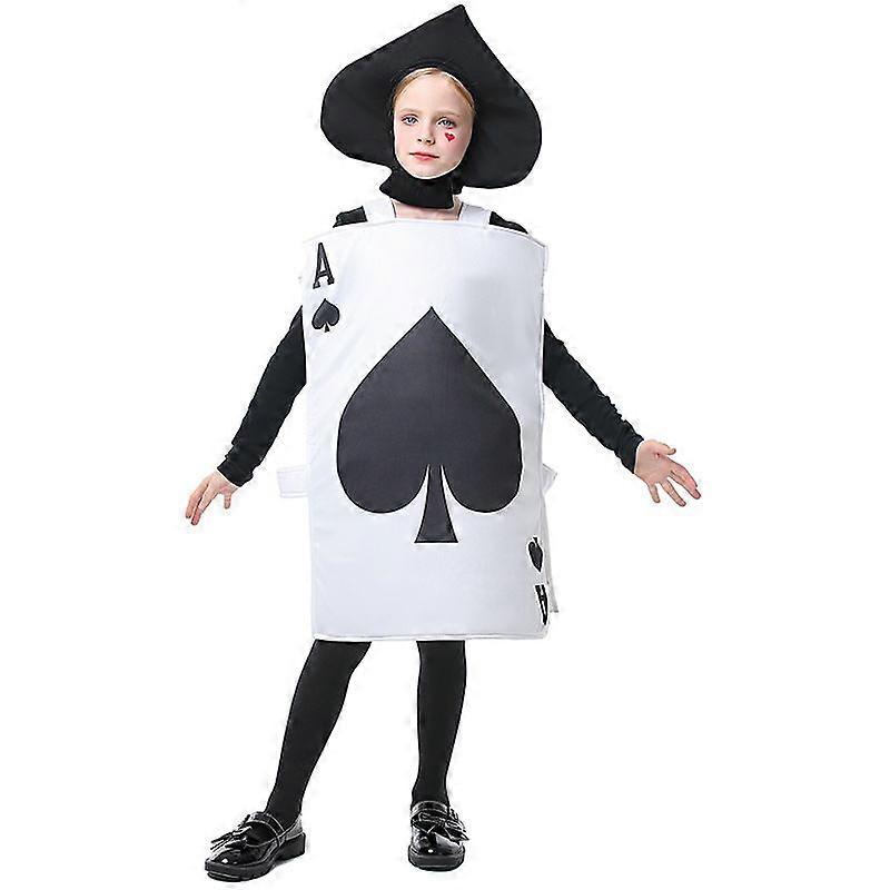 Halloween Costumes Children's Alice in Wonderland Stage Show Performance Poker Black Heart Ace of Spades Costume