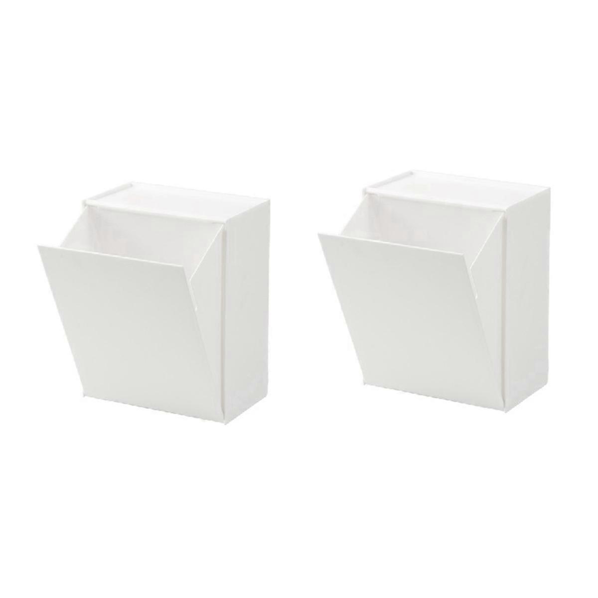 2pcs Square Wall-Hung Storage Box Bathroom Semi-Flip Paper Towel Garbage Bag Multifunctional Shelf