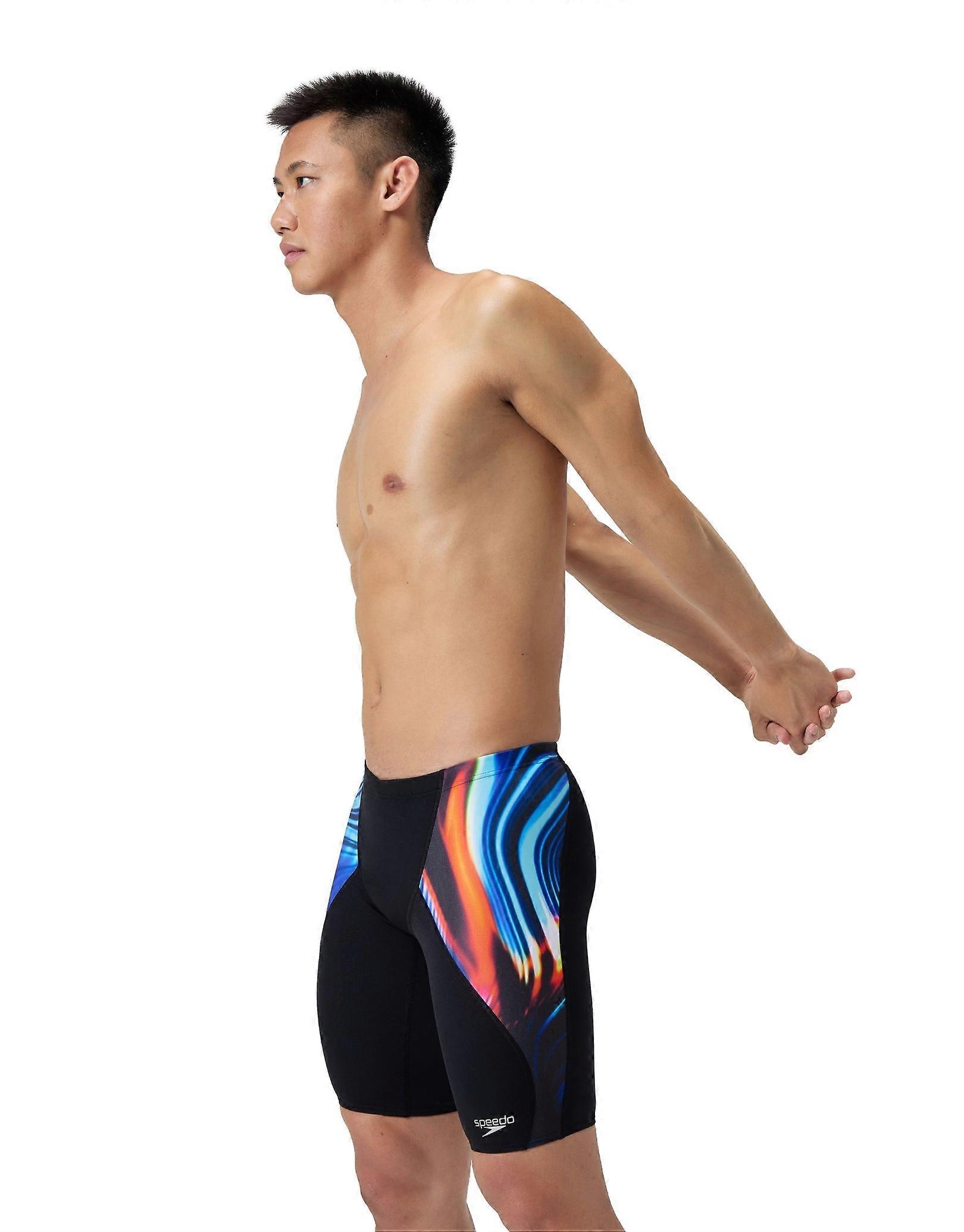 Speedo Allover Digital V-Cut Swim Jammer - Black/Multi
