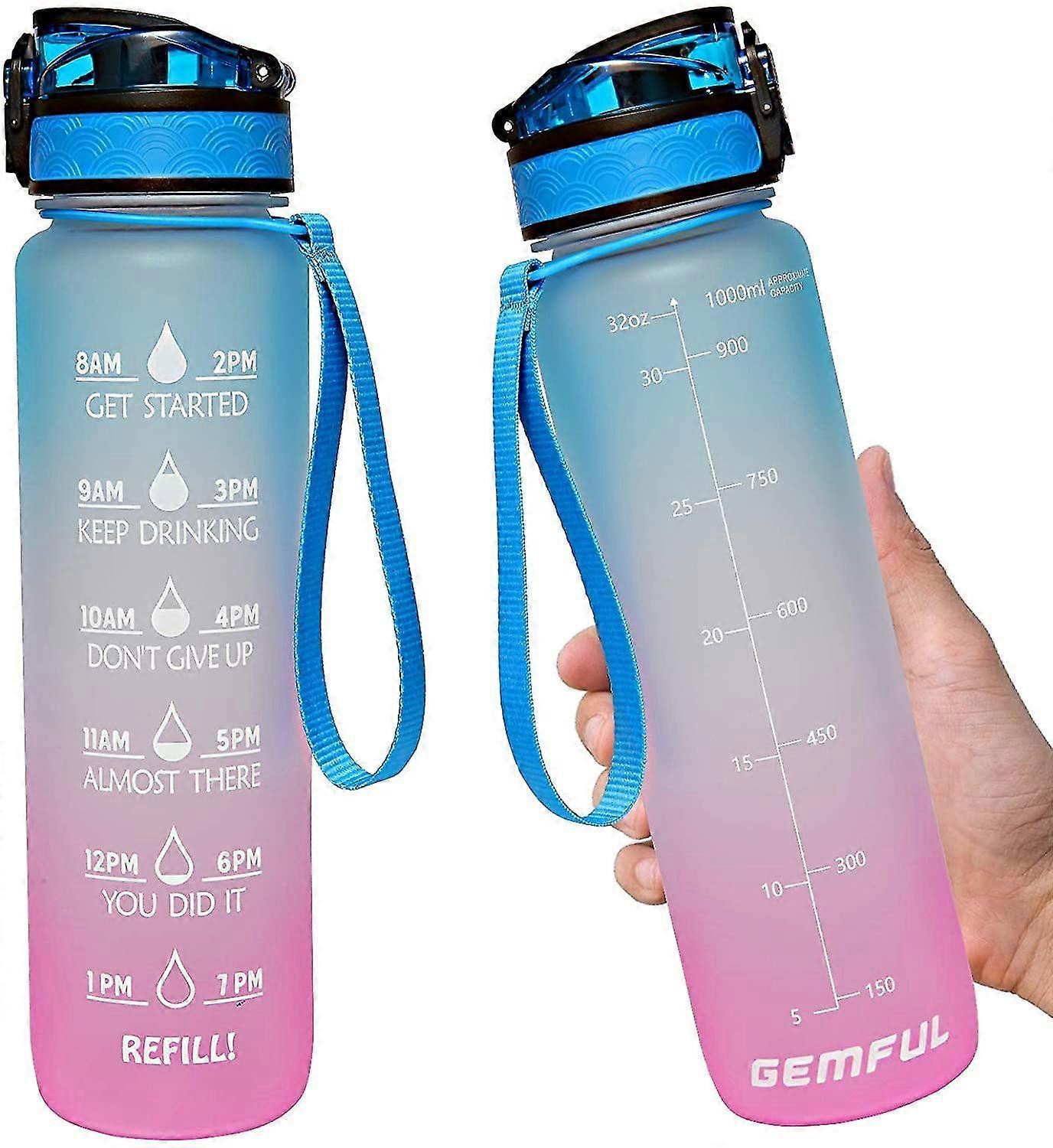 32oz Large Water Bottle With Motivational Time Marker & Removable Strainer,fast Flow Bpa Free Non-toxic