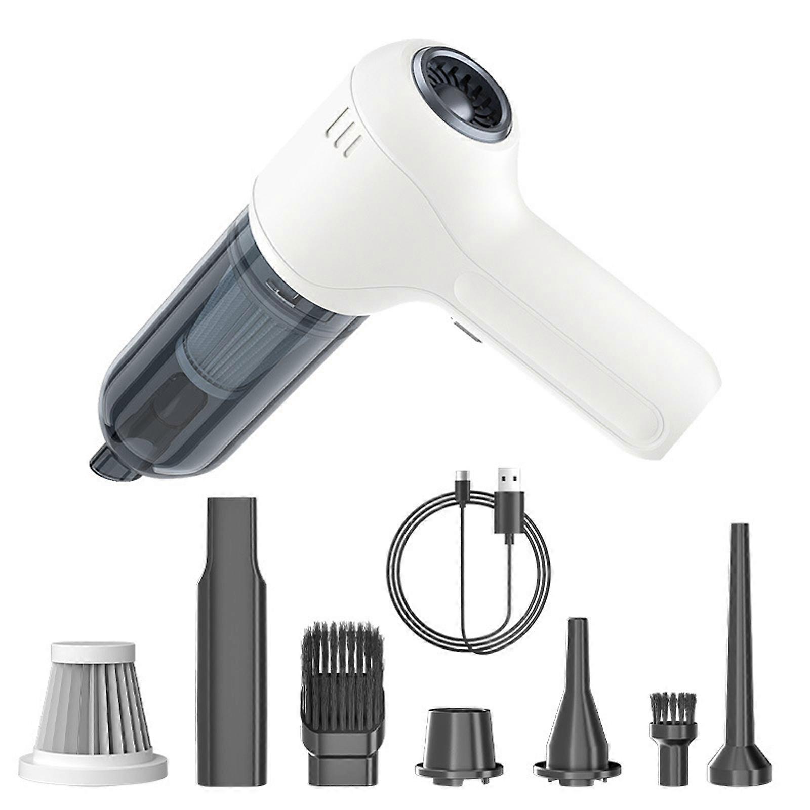 Aspirateur de voiture portable à haute efficacité polyvalent avec divers ensembles de buses pour un nettoyage en profondeur blanc