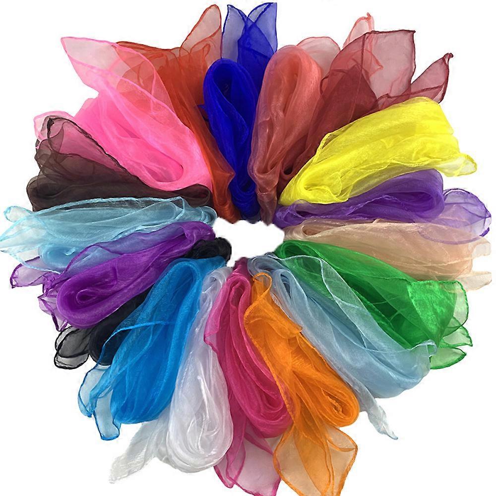 Juggling Performance Square Scarves, Portable Gradients Color Dance Scarves Soft Silk Fabric For Kids Play 18Pcs