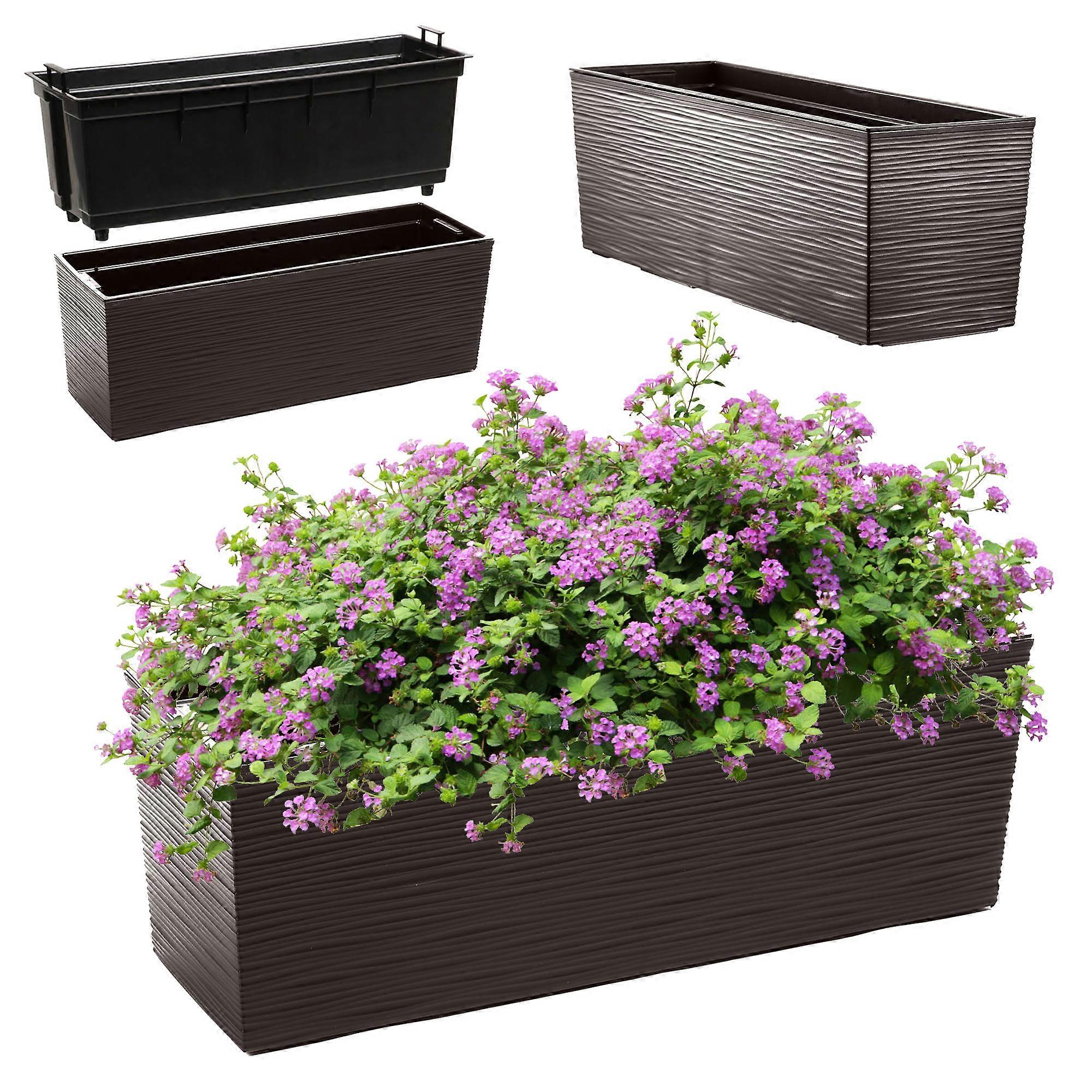 KADAX Blumentopf Balkonbox + Nachfüllung 19x56cm Mokka