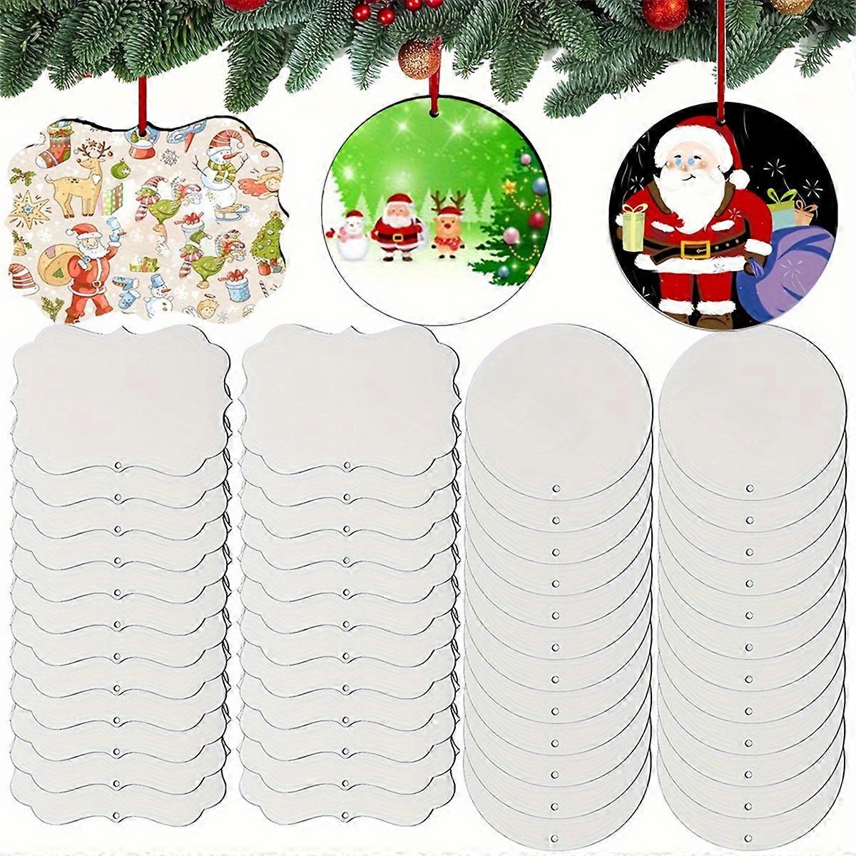 24PCS Christmas Sublimation Ornament Blanks Hanging Ornaments