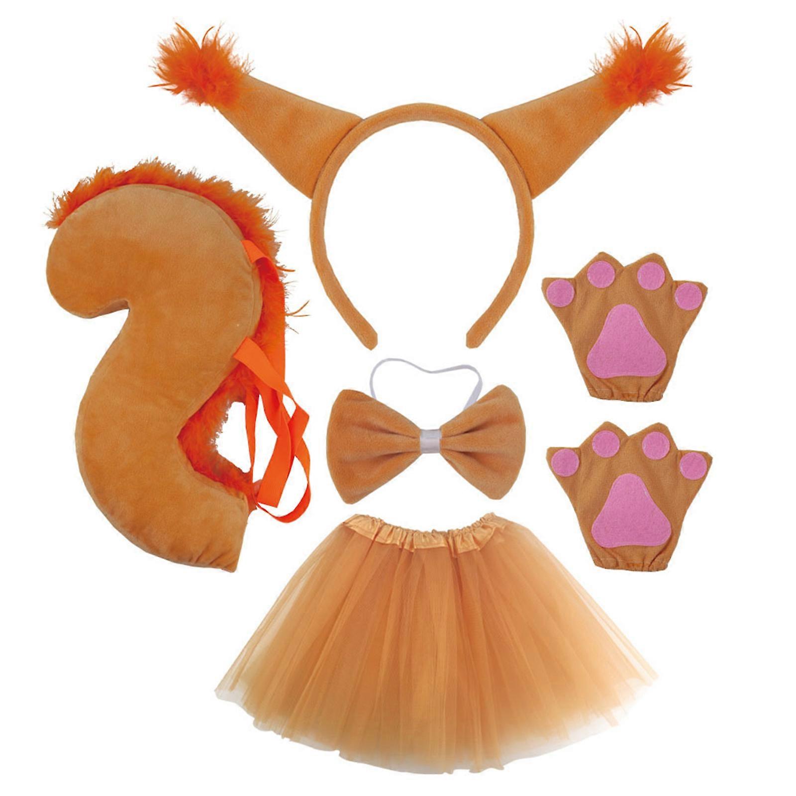 Écureuil Forme d’oreille Cheveux Cerceau & queue & noeud papillon Carnavals Fête Casque Jupe légère Jeu de rôle Queue Diadèmes Gant/Noeud papillon Jaune set D