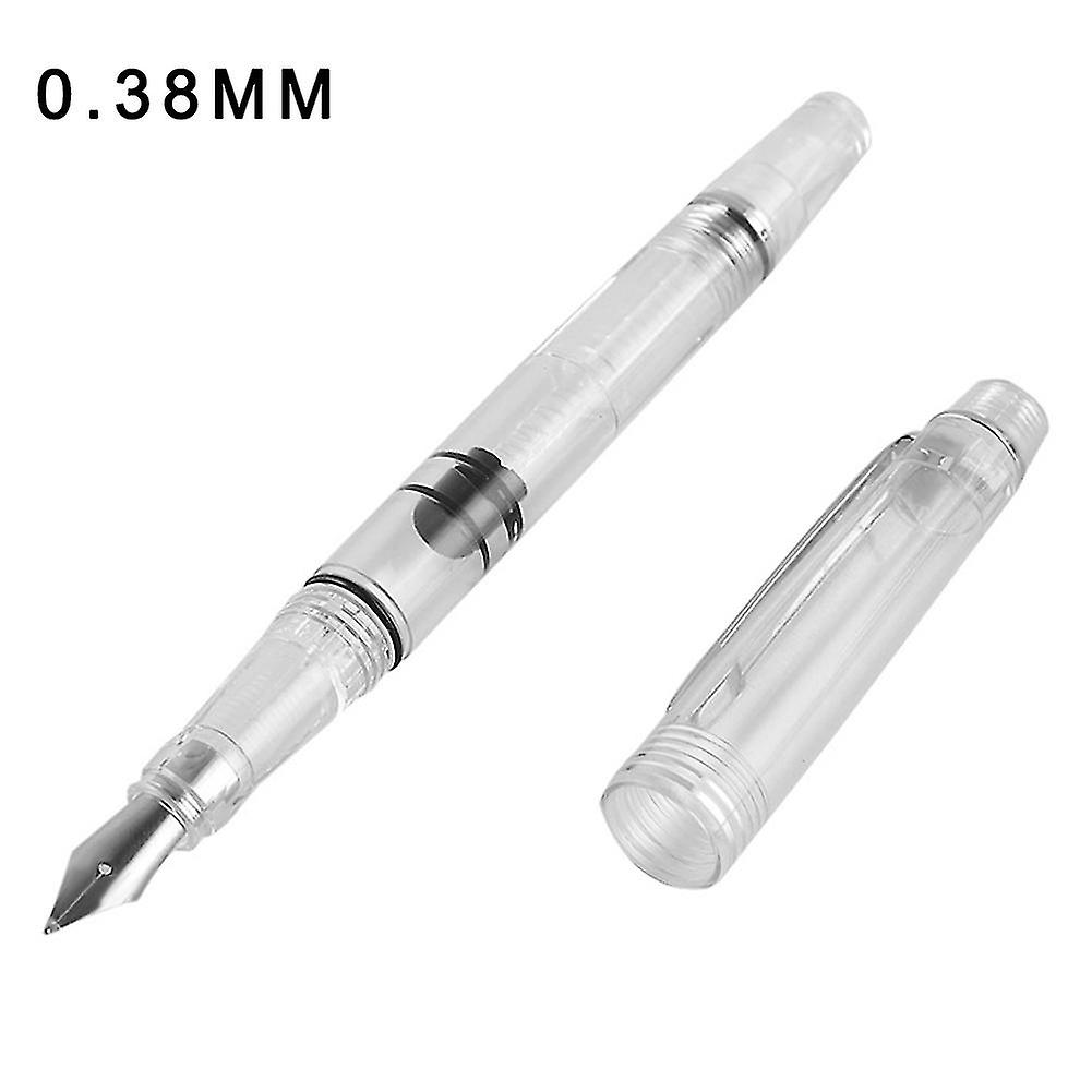 Transparent Piston Fountain Pen Clear Ink Pen Ef F Nib Extra Fine Large Capacity Writing
