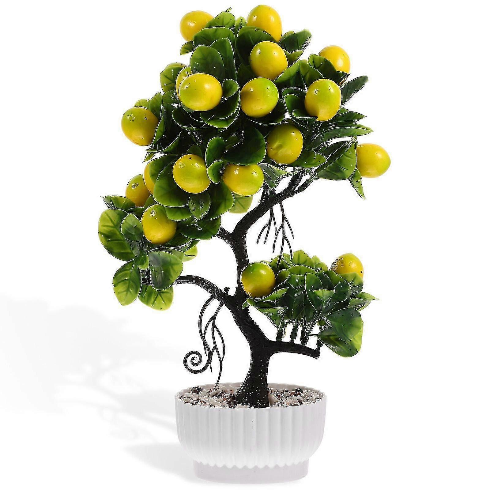 Lifelike Potted Artificial Lemon Tree Tabletop Simulation Fruit Tree Plant Decor