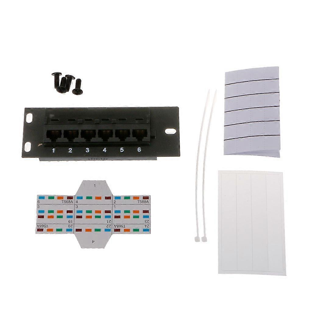 Ethernet Patch Panel CAT5e 6 Port RJ45 Wall & Rack Mount Keystone Jack Module