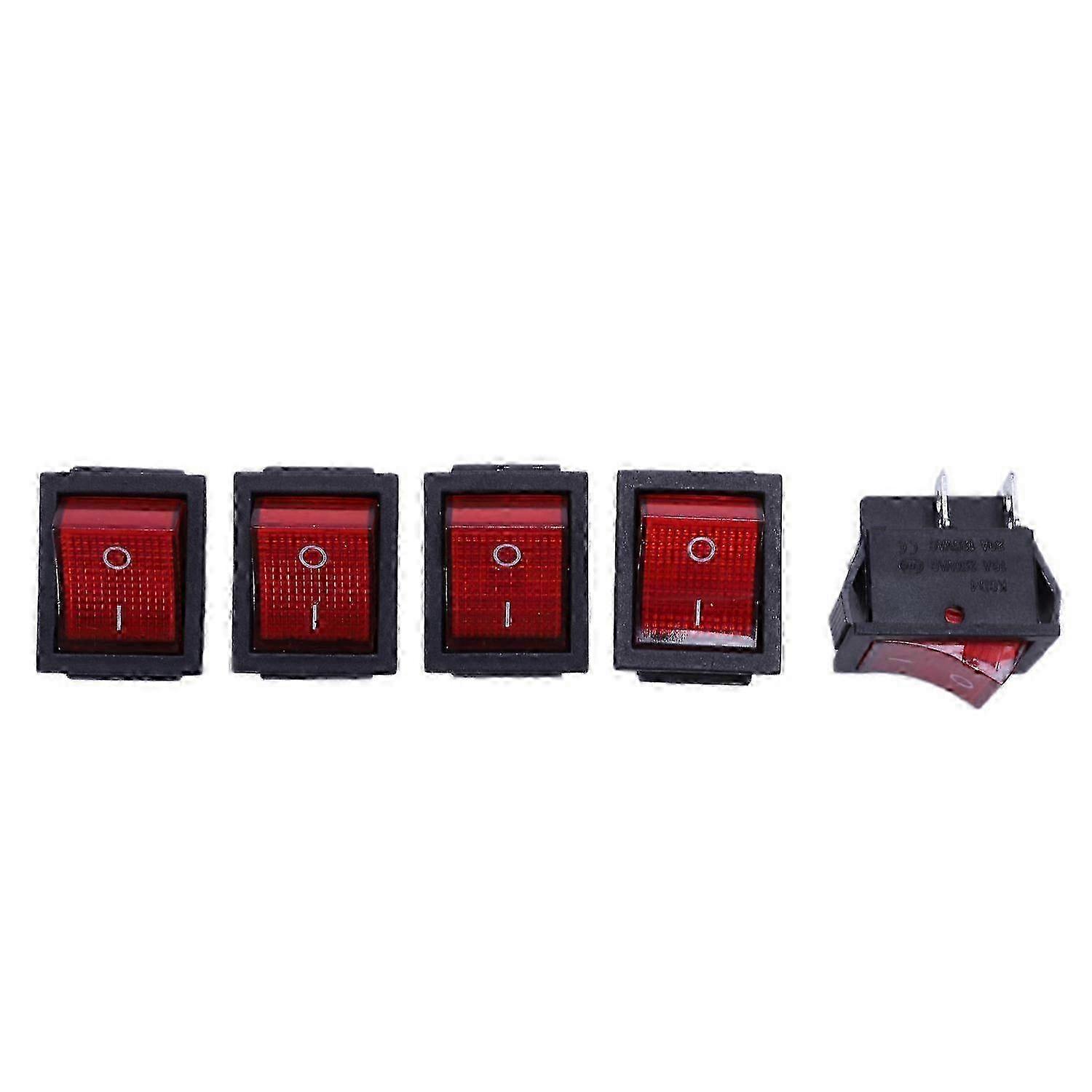 5X Red Illuminated DPST Rocker Switch 16A/250V