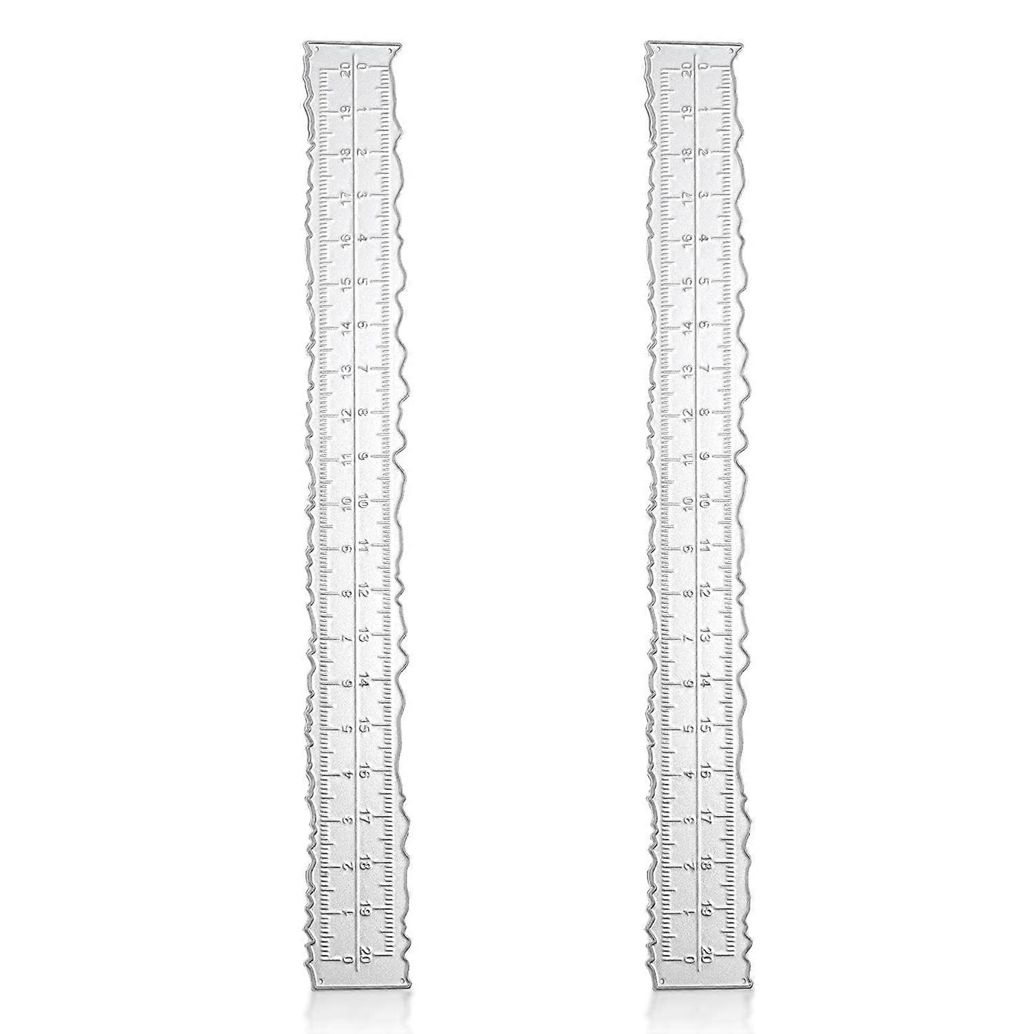 2pcs Irregular Edge Metal Craft Ruler, 8.4 x 1 Inch Jagged Edge Measuring Ruler for Embossing Card Making