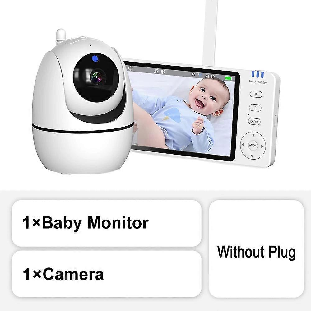 5" Video Baby Monitor With Ptz Camera, Zoom, Temp Sensor, Lullabies, Babyphone
