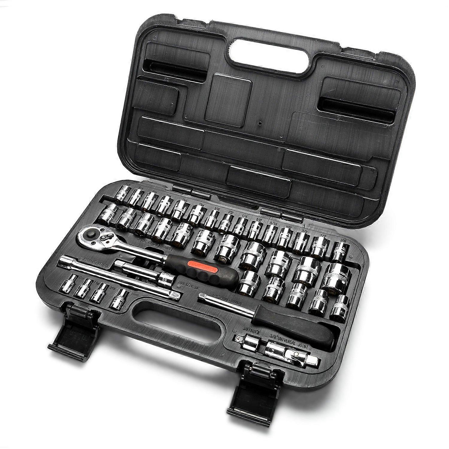 3/8' Drive Polycarbonate and Steel Wrench Set, 15mm Metric Sockets and 13mm SAE Sockets