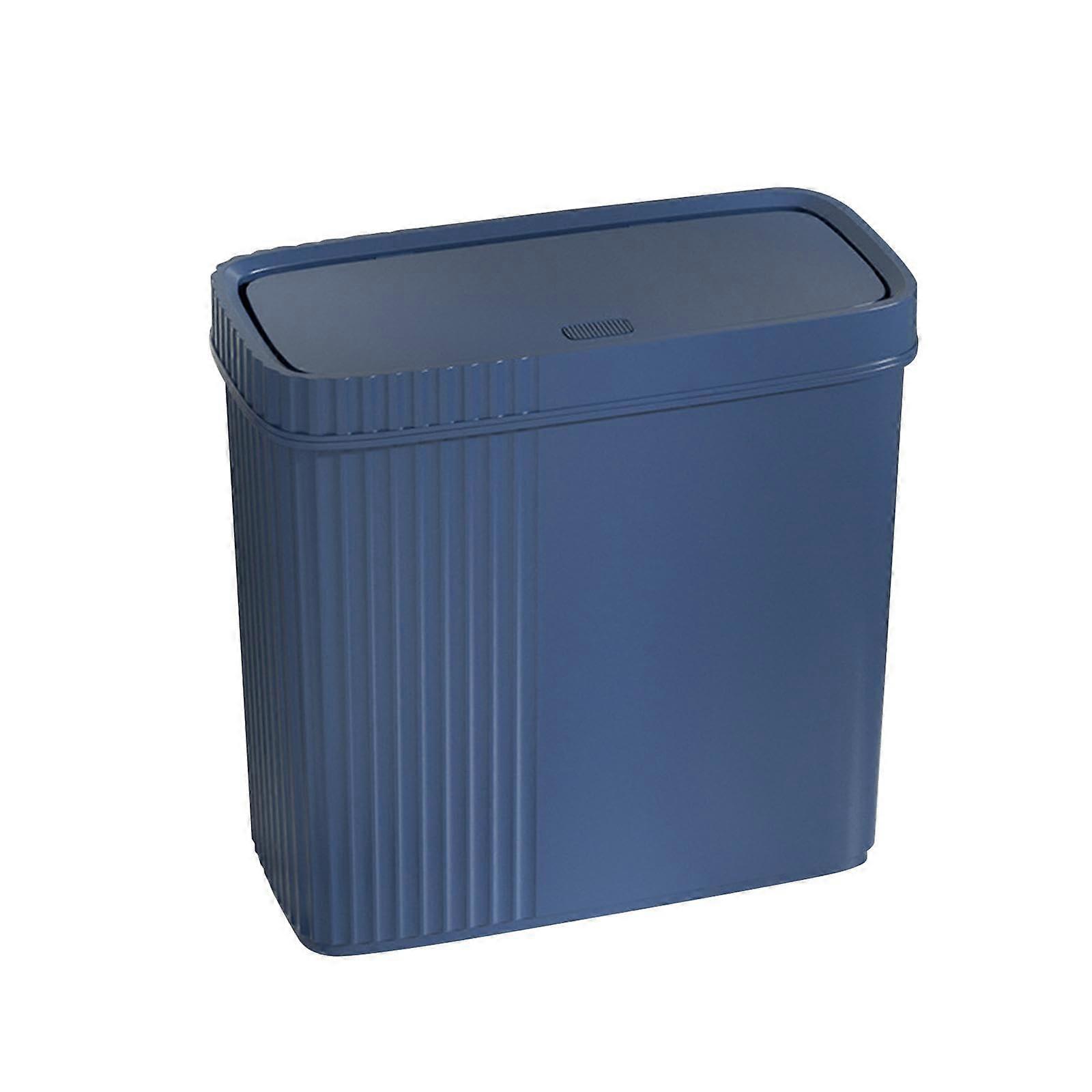 Slim Narrow Bathroom Trash Can Wastebasket for Toilet Rectangular 11x5.3x10.7inch Garbage Container, Blue