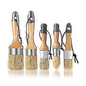 Set of 5 Round and Oval Chalk Paint Brushes for Wax Painting Ideal for All Chalk Painting Projects