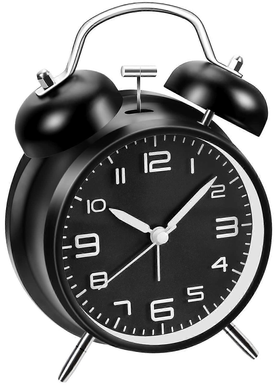 Alarm Clock - Analog Alarm Clock, 4 inches Twin Bell Alarm Clock with Stereoscopic Dial, Easy Set and Night Light Function, Battery Operated