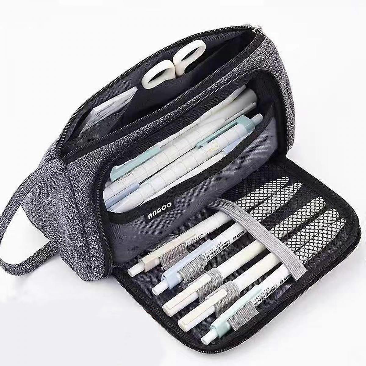 Simple creative pencil case canvas multi-layer large capacity stationery bag for students