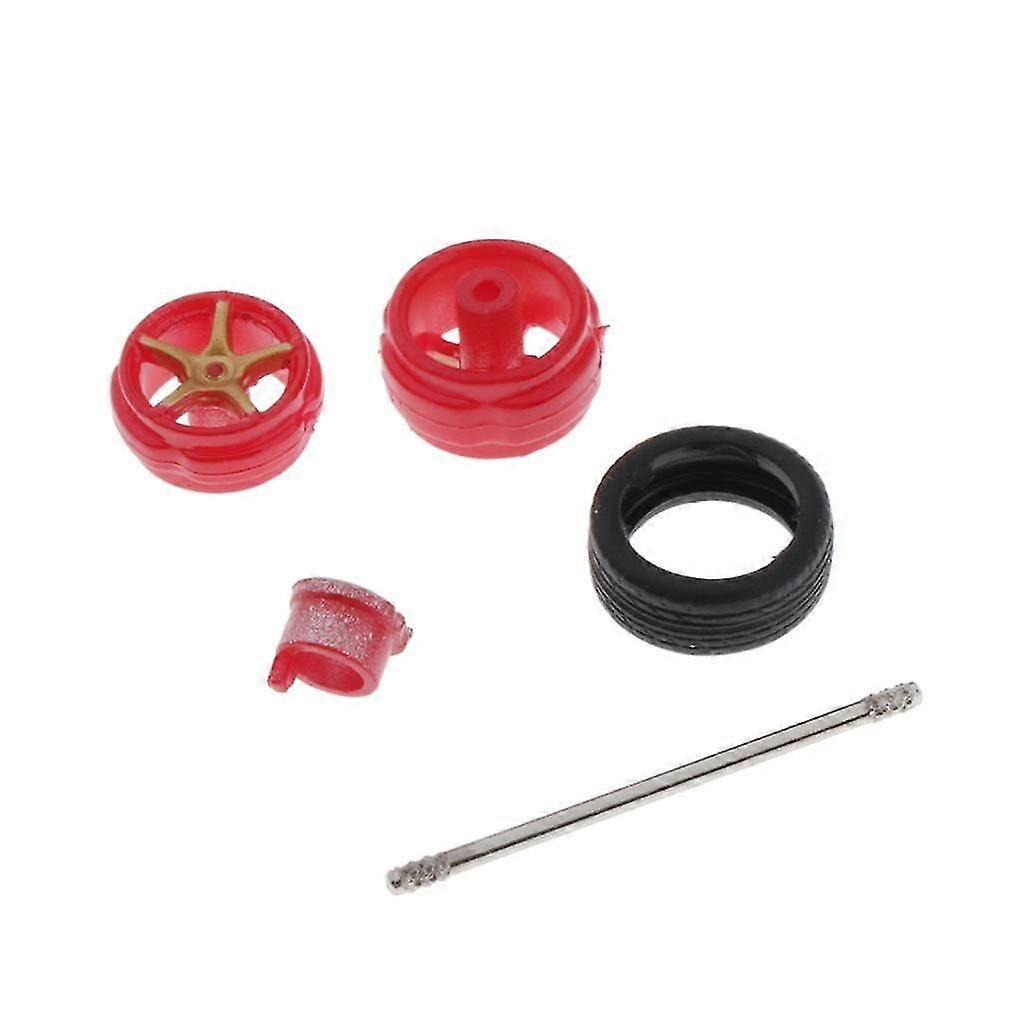 5xセットオブ4 1:64トミカホットホイール用タイヤアクセサリーパーツレッドゴールデン-b