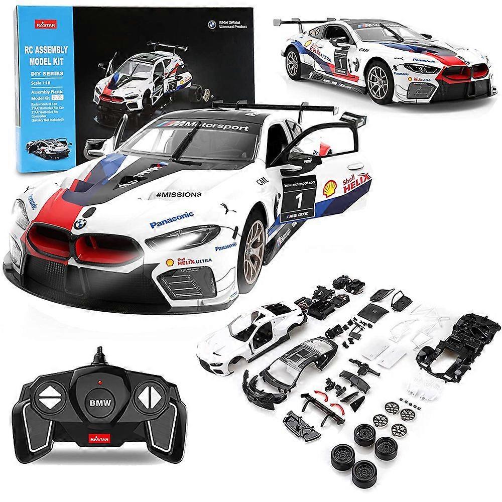 Rastar BMW M8 GTE RC מכוניות בניית ערכת 1:18 רדיו שלט רחוק דגם רכב בלוק בניין DIY צעצועים מתנה לילדים מבוגרים