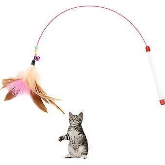 Pet Teaser Cat Toy Steel Wire Feather Interactive Cat Stick Training avec Beads Bells (2 Pack)