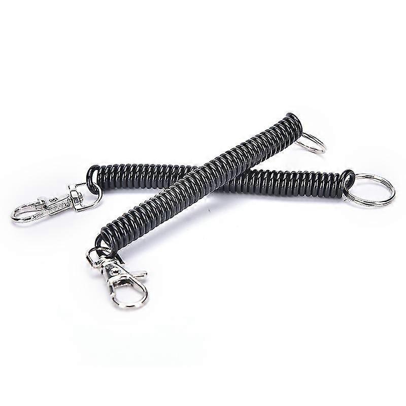 2-Piece Retractable Plastic Elastic Rope Security Gear for Hiking and Camping with Keychain Attachment