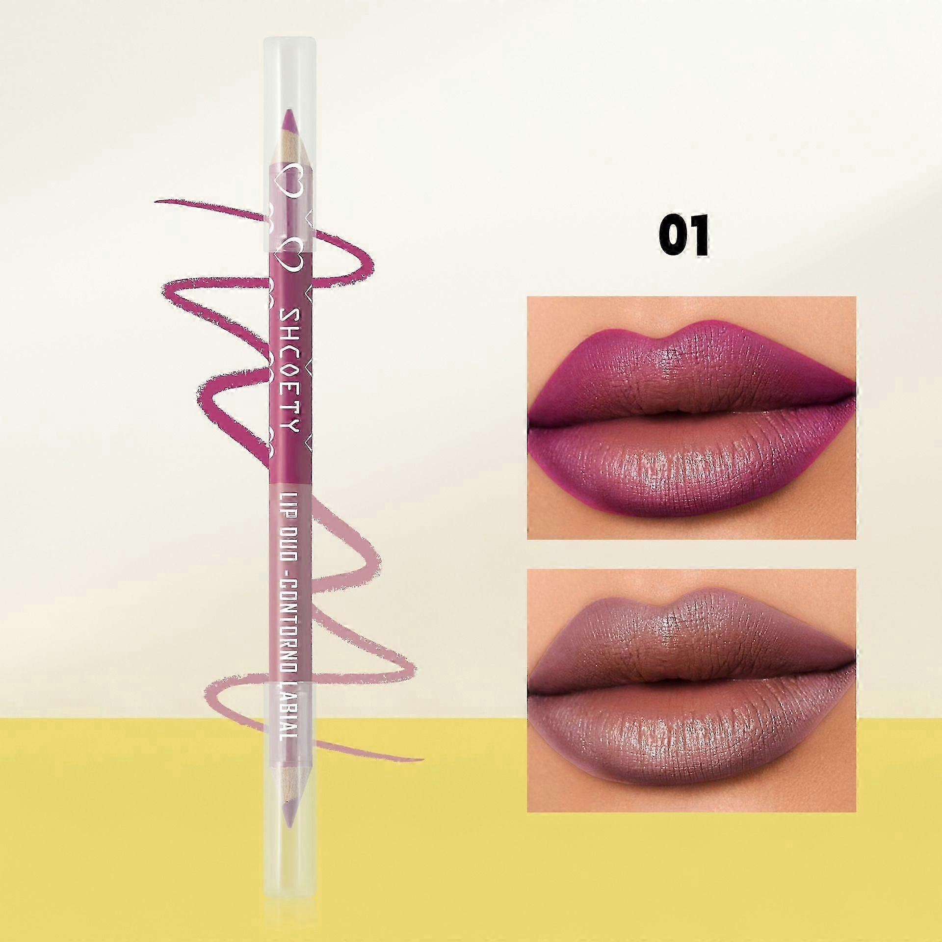 Dual-Ended Dual-Colored Matte Lipstick Crayon Lip Liner pencil SetCreamy & Hydrating Matte Lip Pencil, Smudge-Proof, Long-Wear Waterproof Lipstick to
