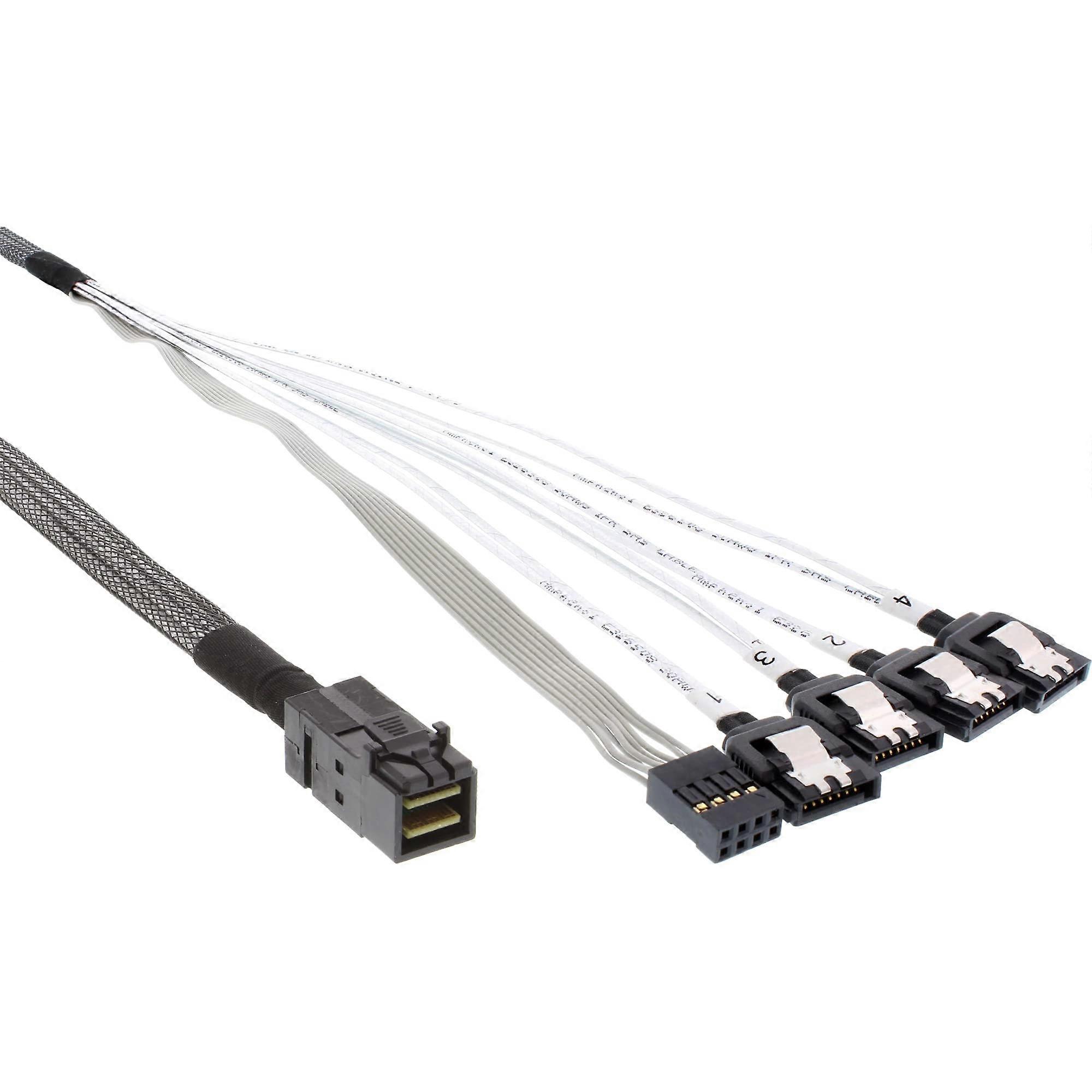 27630 Mini SAS SFF-8643 to 4X SATA HD Cable 0.5m Sideband Compatible with Servers and Storage Devices