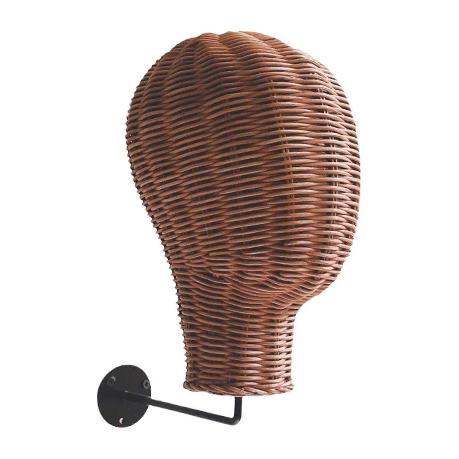 ウォールマウントマネキンヘッド籐ウィッグホルダーキャップヘッドフォンヘアサロン用