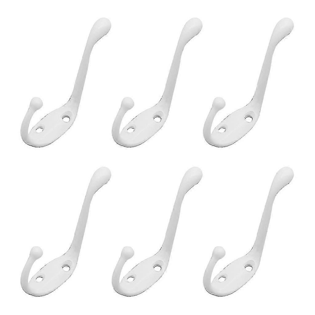 6pcs Home Mounted Bed Bag Dual Robe Hook
