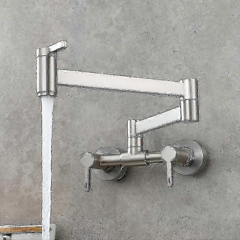 Brass Double Handle Wall Mounted Gold Kitchen Pot Filler Folding Faucet Joint Swing Arm Sink Tap -YS