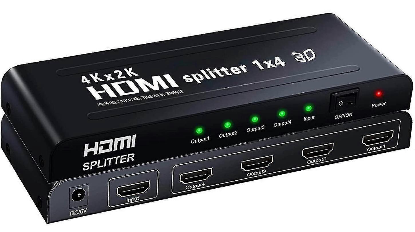 1x4 Hdmi Splitter, Musou 3d Hdmi Splitter 1 Input 4 Outputs Hdmi Distributor Support 4k, Support Pc Xbox Hdtv Dvd Multimedia Projector Screen [energy