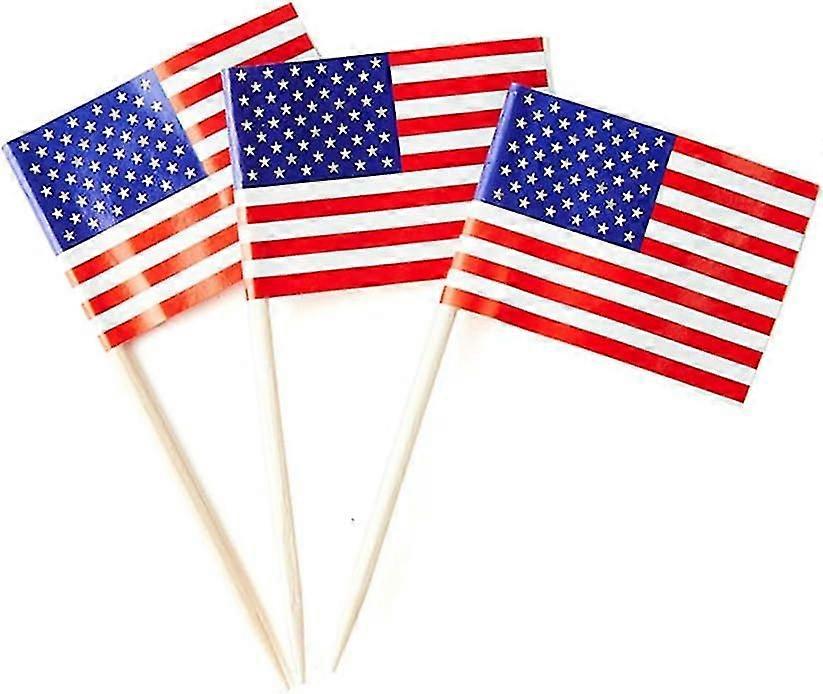 Usa Flag American Toothpick Mini Stick Flags Decorations (100 Pcs)