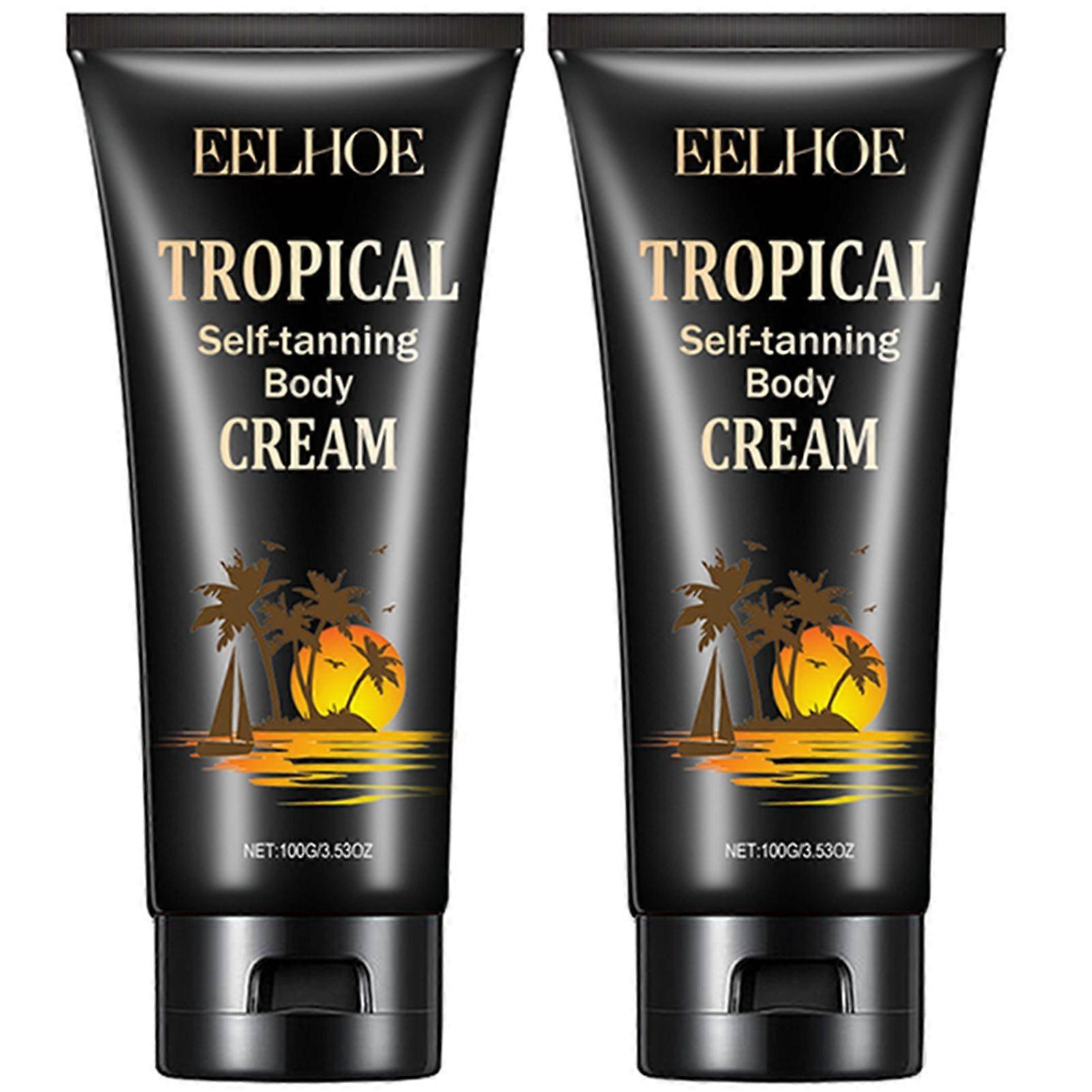 Tropical Self-Tanning Body Cream, Natural Complexion Tanner Dark Tan Accelerator Cream