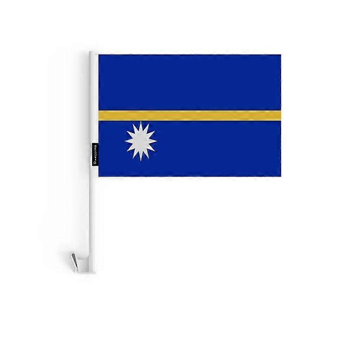 Car Flag - Nauru - 14 x 21 cm - 20 pieces - Polyester - Double-sided printing