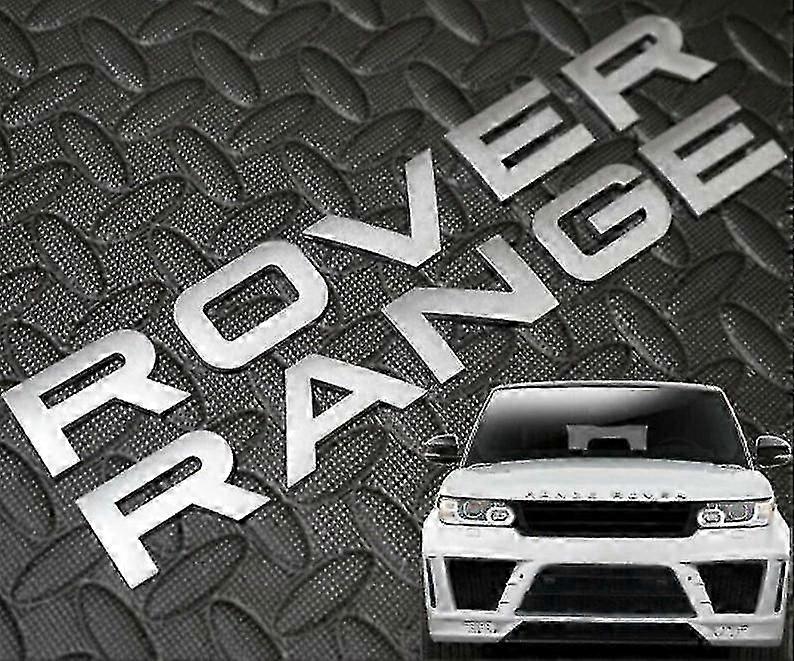 Matt Silver Range Rover Frontgrill Motorhaube Badge Emblem Motorhaube und Back Boot Lettering Badge (2er Pack)