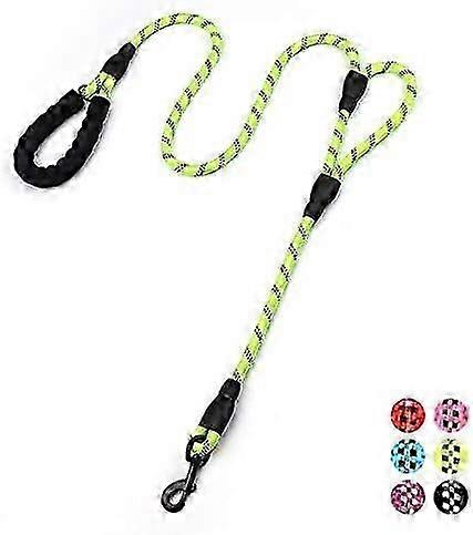 رصاص حبل قوي بطول 6 أقدام مع مقابض مبطنة ، شديد التحمل ، عاكسة مزدوجة مقبض تدريب للكلاب الكبيرة أو المتوسطة (أخضر)