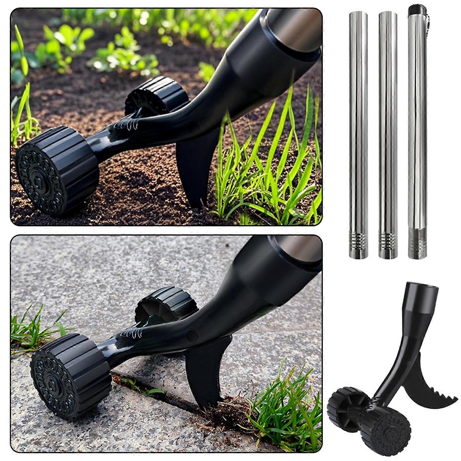 Crevice Weeding Tools with Wheels, Stand Up Weeding Tools for Garden Patio Backyard Lawn Sidewalk Driveways