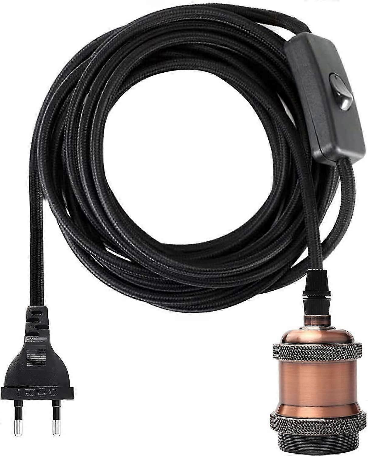 مقبس E27 مع مفتاح ، سلك كهربائي من قماش الكابل بطول 1.2 متر لمقبس المصباح / Edison Retro قلادة ضوء محول مصباح عتيق نحاس أحمر