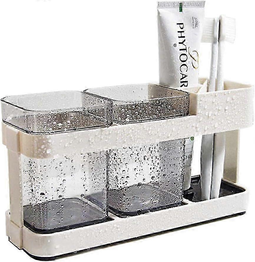 Plastic Toothbrush Holder, Multi-Functional Bathroom Countertop Organizer