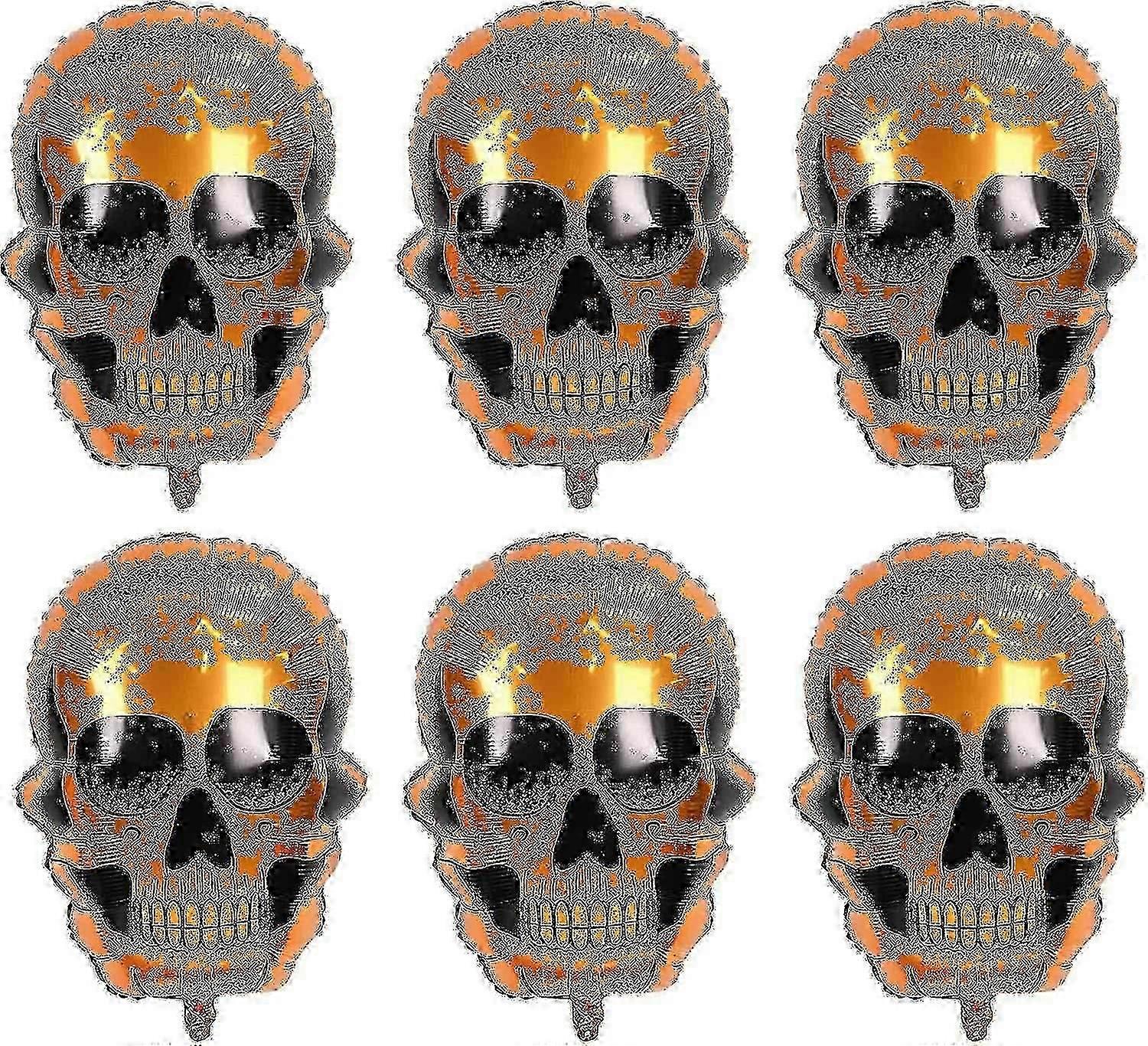 6-Piece Large Halloween Skull Foil Balloon Set - Reusable