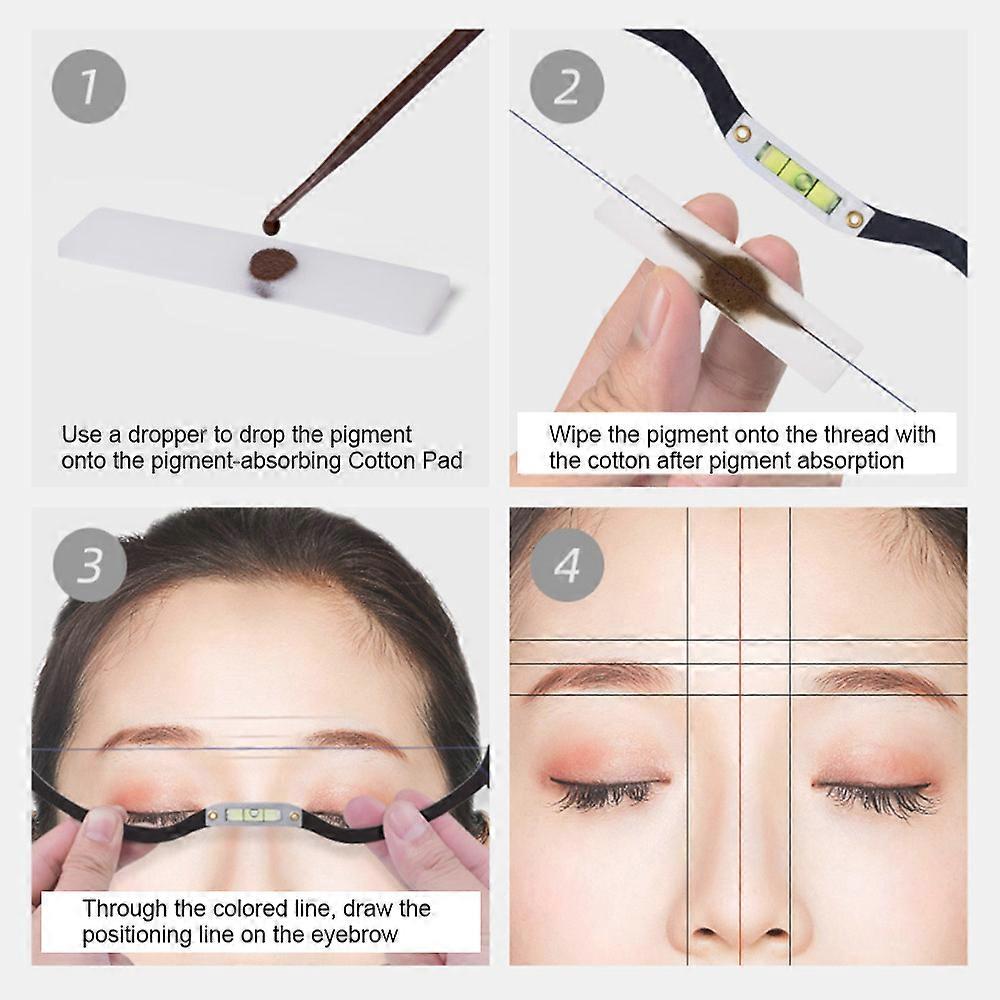 Metal Eyebrow Ruler Microblading Mapping String Marker Permanent Makeup Microblading Supplies with Mapping Thread Pre-inked