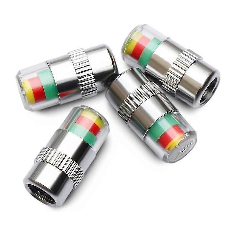 4pcs(A)$Car tire pressure monitor, car tire pressure cap, tire detection warning cap, valve cap, tire pressure gauge