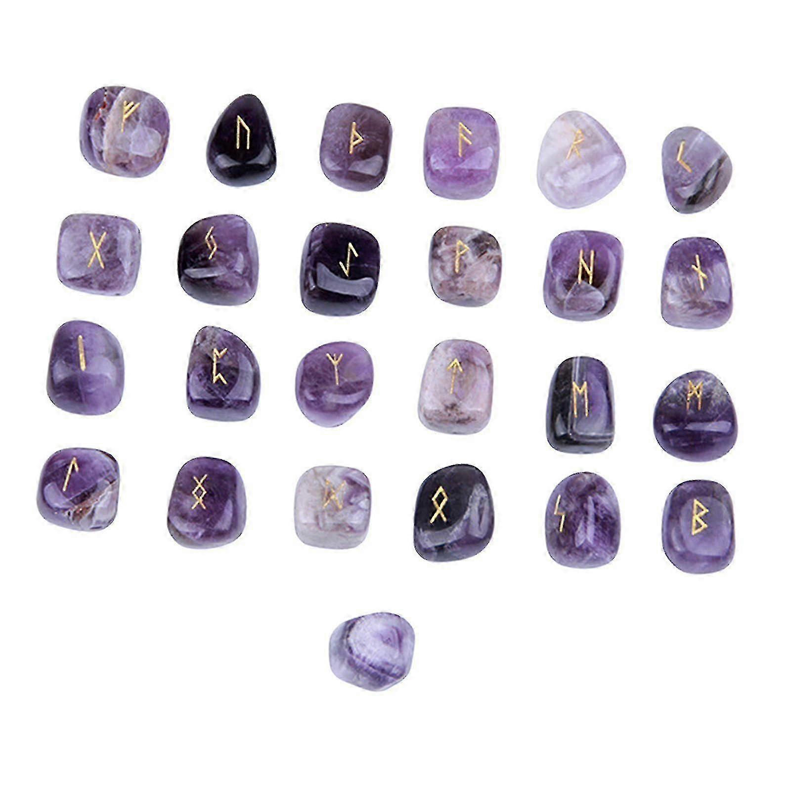 Set of 25 Polished Natural Runes Stones Irregular Symbols for Meditation and Home Decor, Suitable for Witchcraft and Jewelry Crafts, Perfect