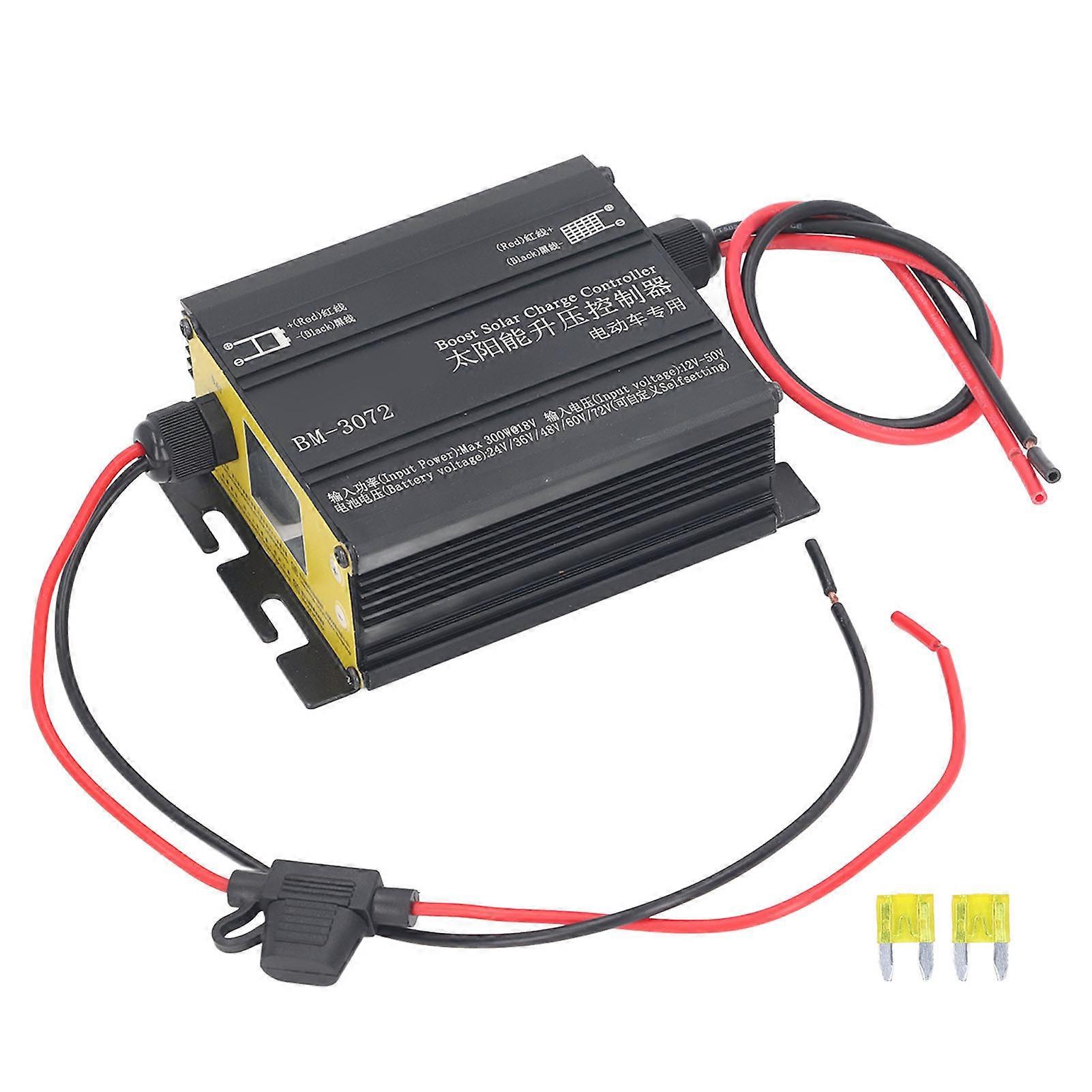 Uadme Charge Controller, Boost MPPT Solar Charge Controller 16A 12V~50V 300W for 24V 36V 48V 60V 72V Acid LiFe PO4 Gel Flooded Batteries