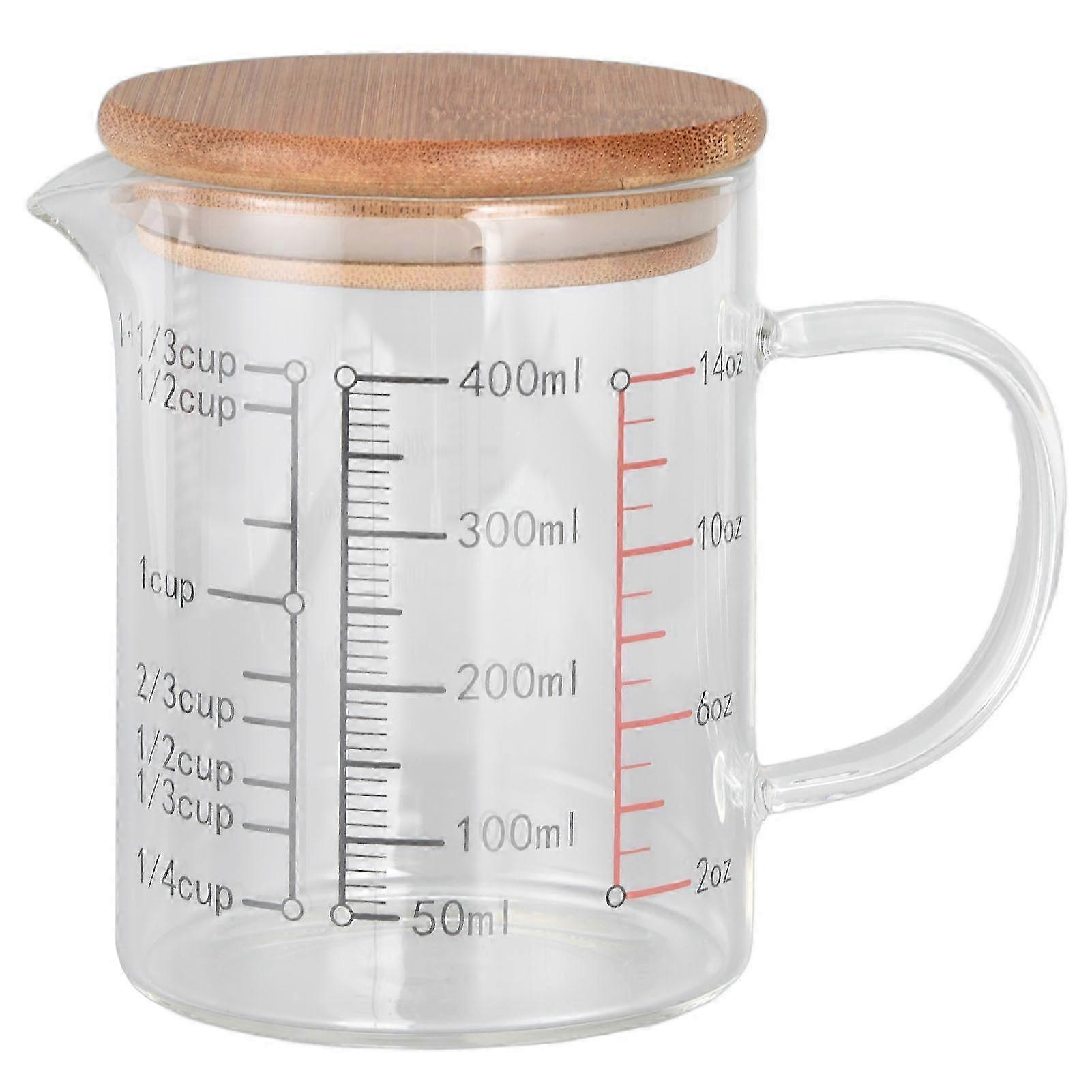 V-förmiger Messbecher aus Glas mit klarer Skala, 400 ml Kaffeetasse aus Borosilikatglas