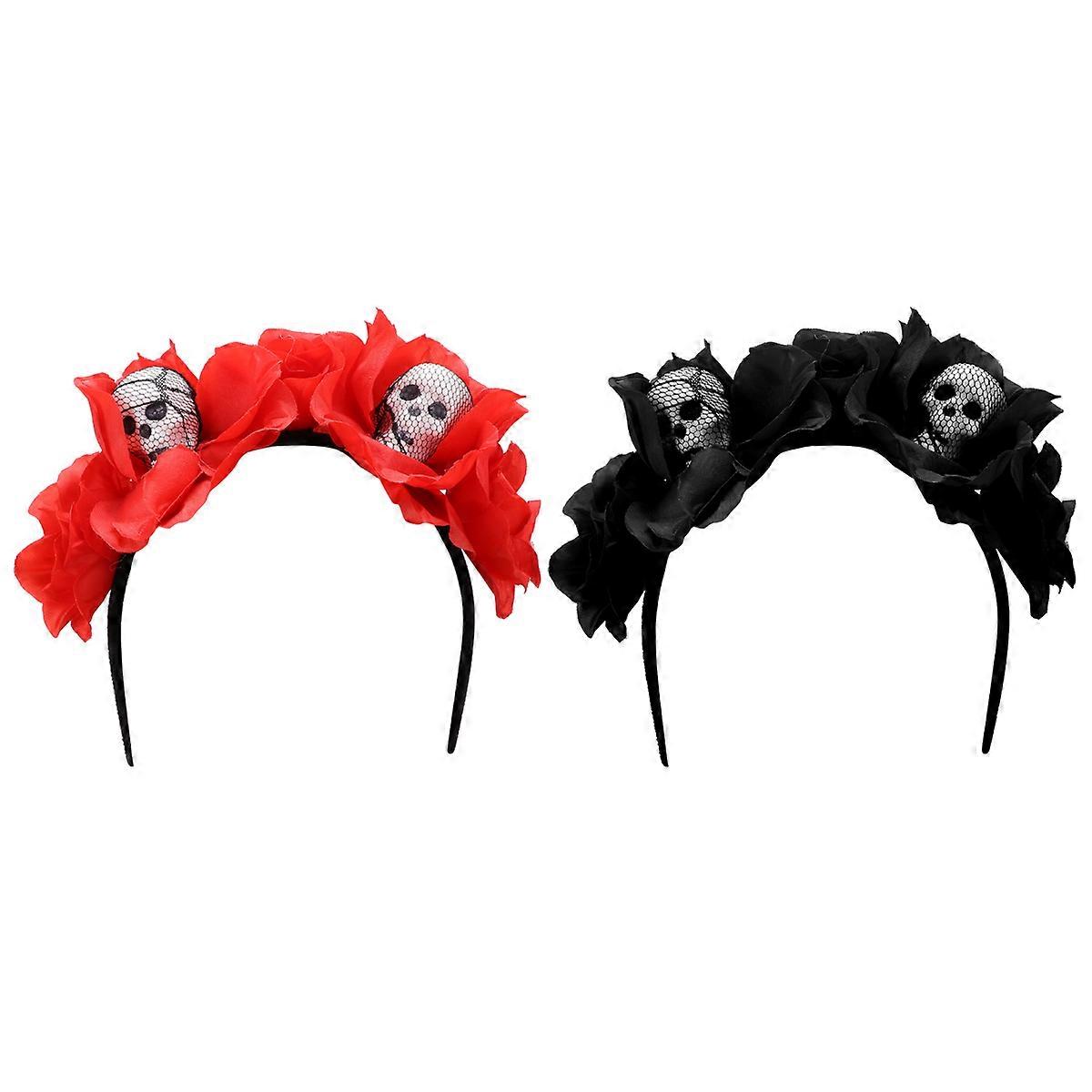 Halloween Headdress Flower Skull Decoration Simulation Flower Photo Prop 2Pack