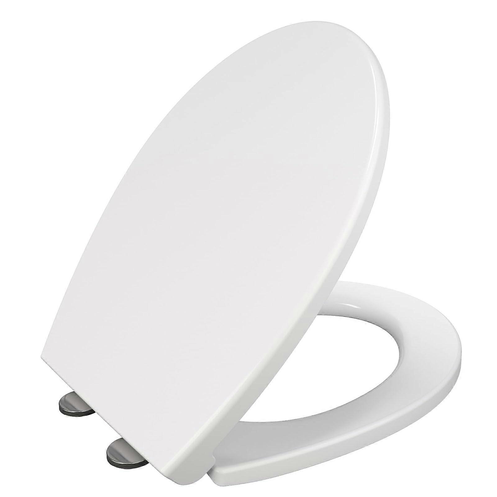Oval Toilet Seat with Soft Close, Quick Release, Adjustable Hinges, White