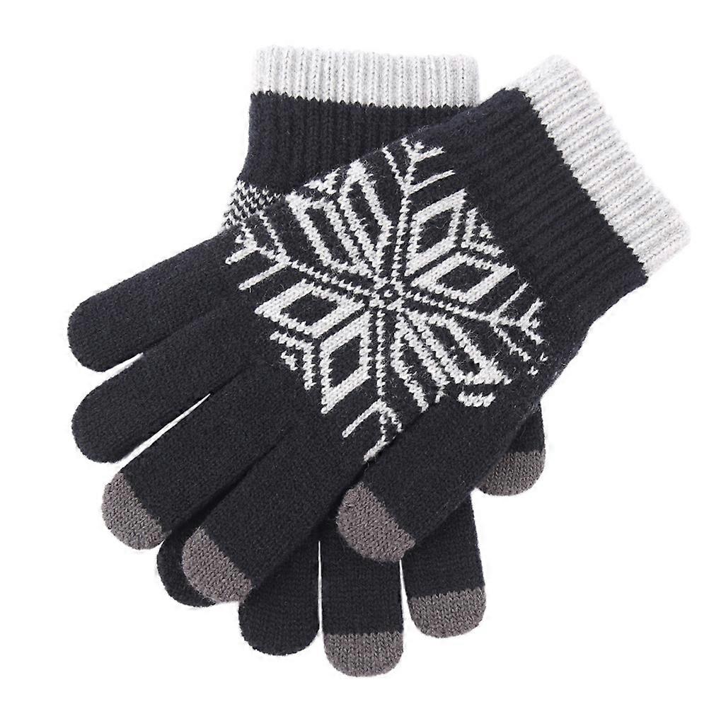 Touch Screen Compatible Gloves Men Winter Warm Knit For Outdoor Activity