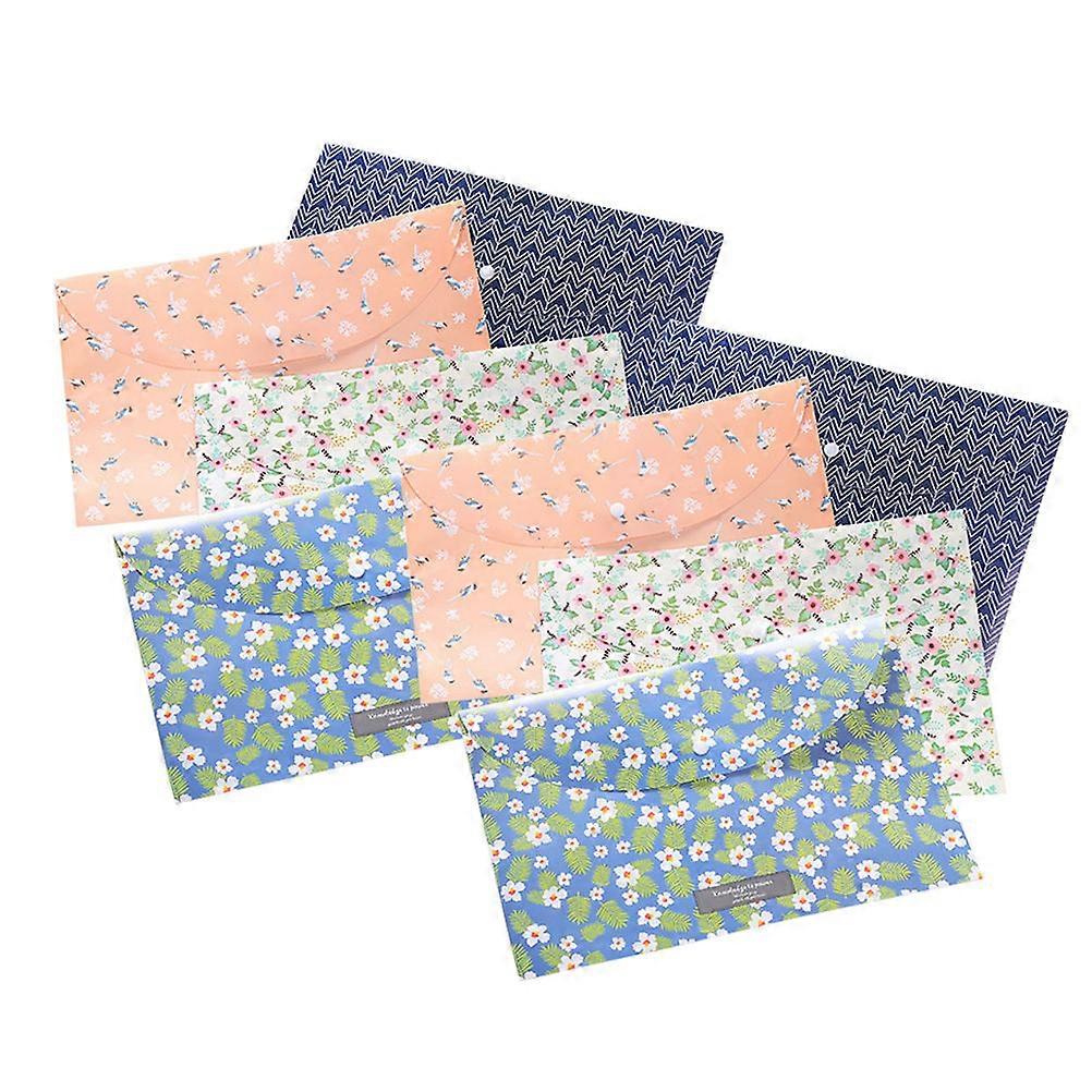 File Document Folder A4 Paper Document Bag File Pockets Floral Pattern File Organizers File Storage Rectangular Home Organization 8Pcs