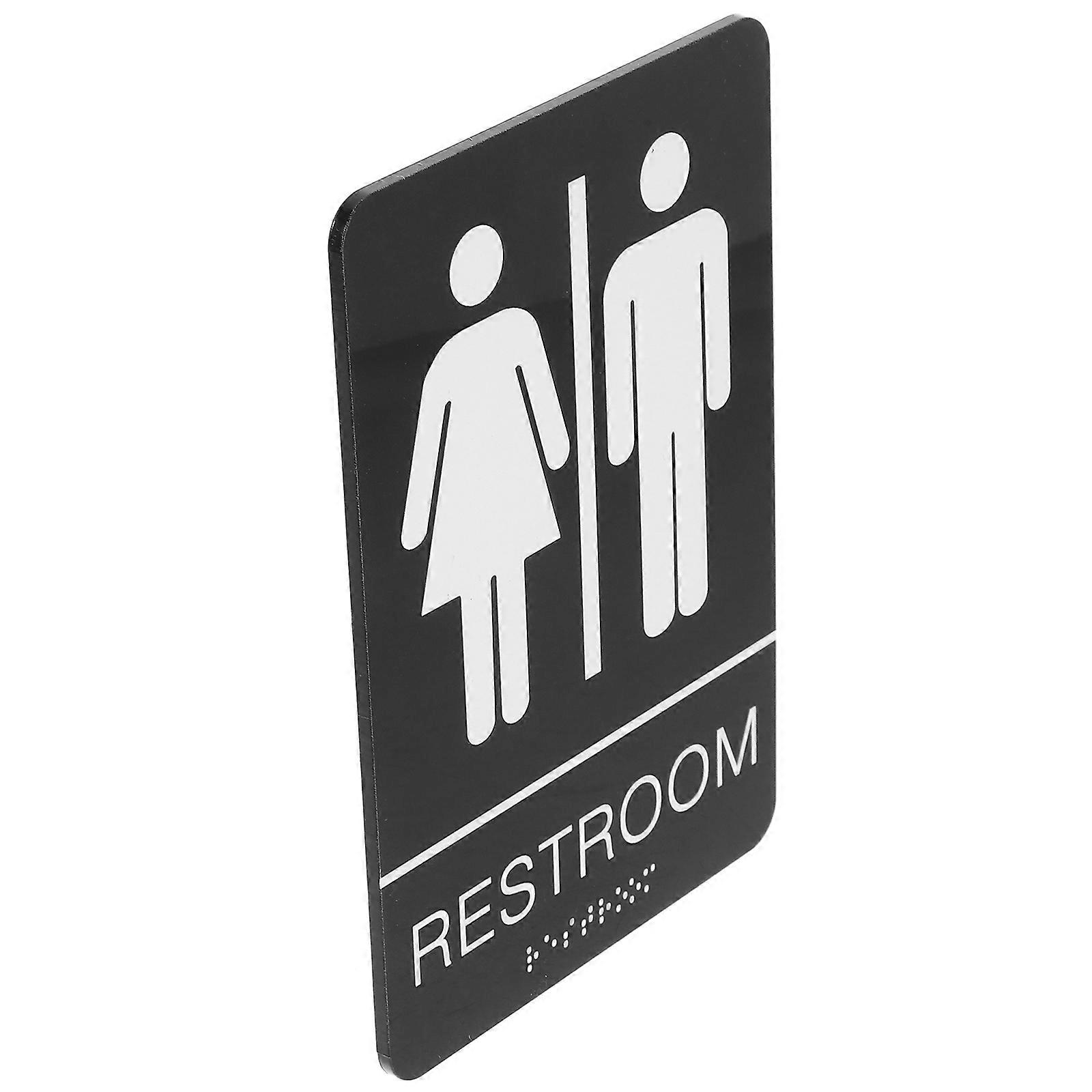 Unisex Restroom Sign Acrylic Bathroom Sign Black Rectangle Shape 15.00X10.00X0.30CM Wheelchair Accessibility Indicator 1Set