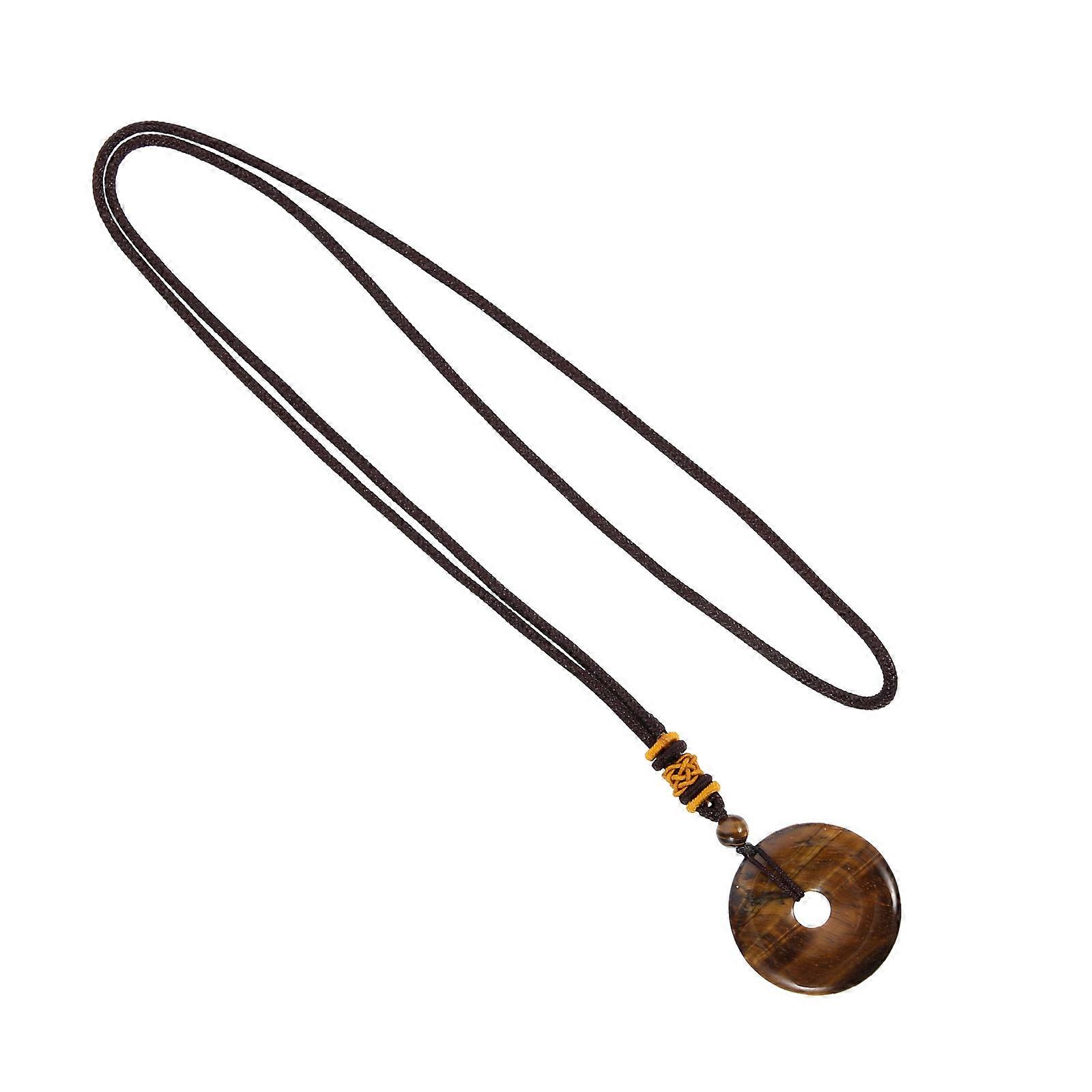 Crystal Stone Pendant Necklace Women Daily Wear Assorted Color 3x3x0.5CM Smooth Shape Retro Style 1Set